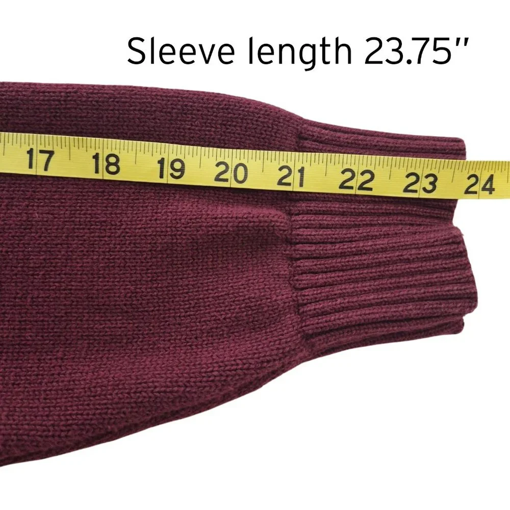St. John's Bay Quarter Zip 100% Cotton Heavy Knit Sweater Maroon Red Size XL